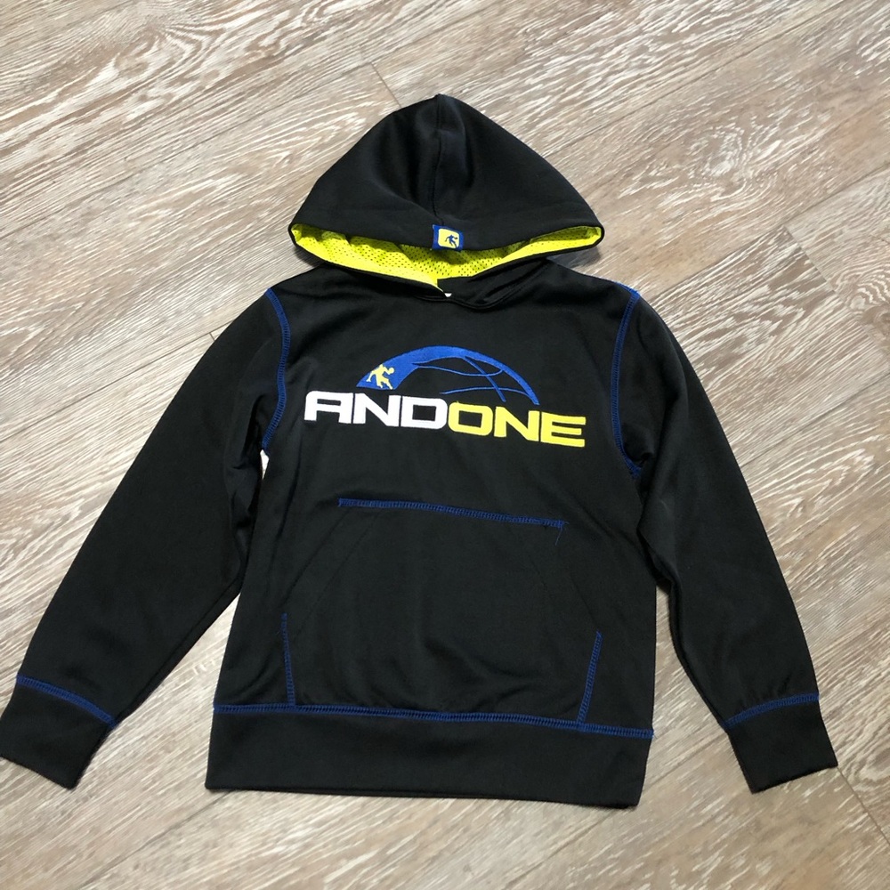 AND1 Black Hoodie with Blue and Yellow Details
